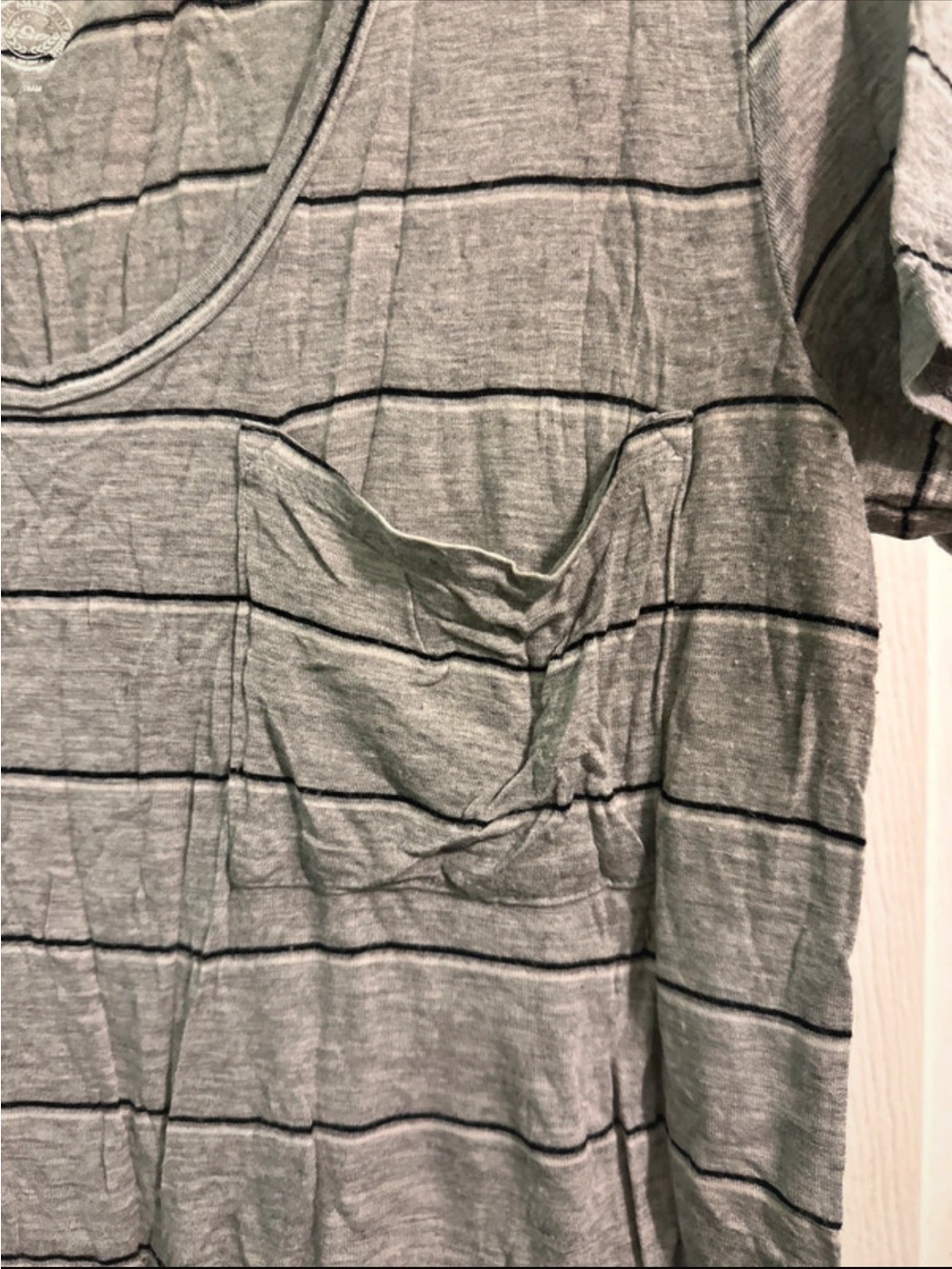 SO Gray Striped Scoop Neck Pocket Tee - Picture 3 of 7